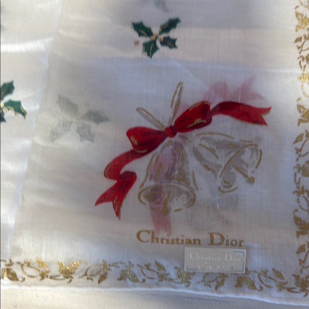 Dior Festive Scarf with Red and Gold Accents